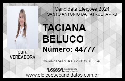 Candidato TACIANA BELUCO 2024 - SANTO ANTÔNIO DA PATRULHA - Eleições