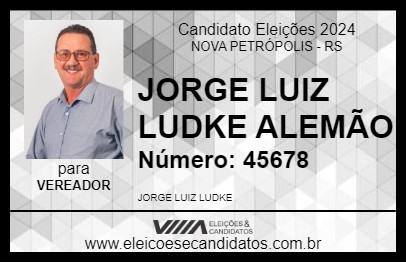 Candidato JORGE LUIZ LUDKE  ALEMÃO  2024 - NOVA PETRÓPOLIS - Eleições