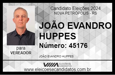 Candidato JOÃO EVANDRO HUPPES 2024 - NOVA PETRÓPOLIS - Eleições