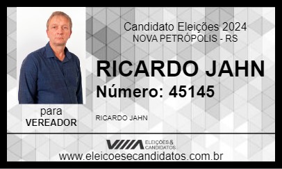 Candidato RICARDO JAHN 2024 - NOVA PETRÓPOLIS - Eleições