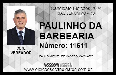 Candidato PAULO MIGUEL DO SALÃO PARIS 2024 - SÃO JERÔNIMO - Eleições