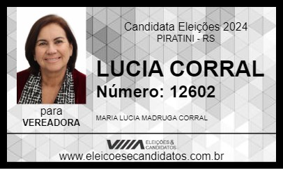 Candidato LUCIA CORRAL 2024 - PIRATINI - Eleições