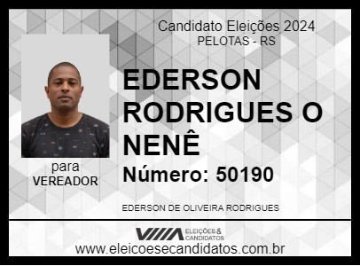 Candidato EDERSON RODRIGUES O NENÊ 2024 - PELOTAS - Eleições