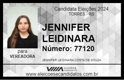 Candidato JENNIFER LEIDINARA 2024 - TORRES - Eleições