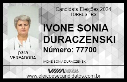 Candidato IVONE SONIA DURACZENSKI 2024 - TORRES - Eleições