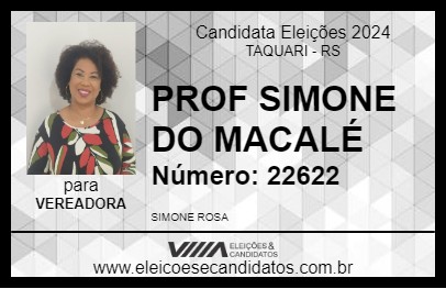 Candidato PROF SIMONE DO MACALÉ 2024 - TAQUARI - Eleições