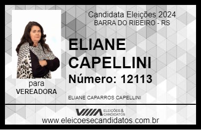 Candidato ELIANE CAPELLINI 2024 - BARRA DO RIBEIRO - Eleições