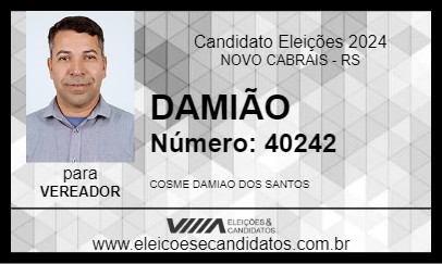 Candidato DAMIÃO 2024 - NOVO CABRAIS - Eleições