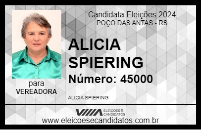 Candidato ALICIA SPIERING 2024 - POÇO DAS ANTAS - Eleições