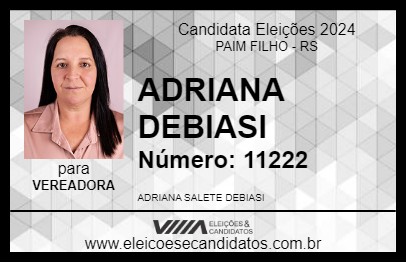 Candidato ADRIANA DEBIASI 2024 - PAIM FILHO - Eleições