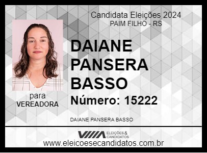 Candidato DAIANE PANSERA BASSO 2024 - PAIM FILHO - Eleições