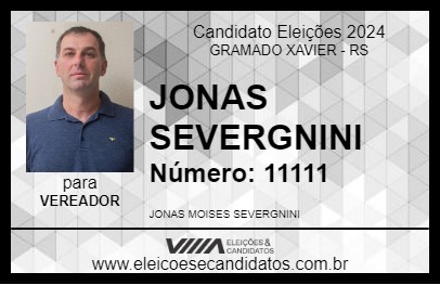 Candidato JONAS SEVERGNINI 2024 - GRAMADO XAVIER - Eleições