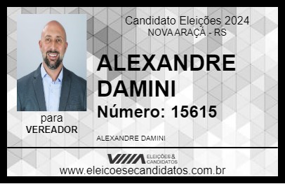 Candidato ALEXANDRE DAMINI 2024 - NOVA ARAÇÁ - Eleições