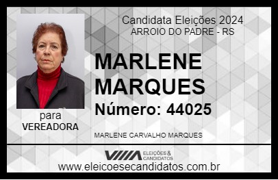 Candidato MARLENE MARQUES 2024 - ARROIO DO PADRE - Eleições