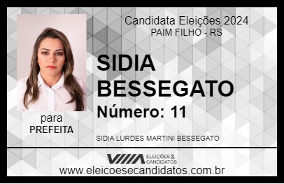 Candidato SIDIA BESSEGATO 2024 - PAIM FILHO - Eleições