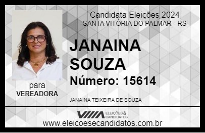 Candidato JANAINA SOUZA 2024 - SANTA VITÓRIA DO PALMAR - Eleições