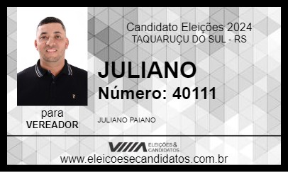 Candidato JULIANO 2024 - TAQUARUÇU DO SUL - Eleições