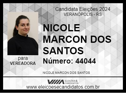 Candidato NICOLE MARCON DOS SANTOS 2024 - VERANÓPOLIS - Eleições