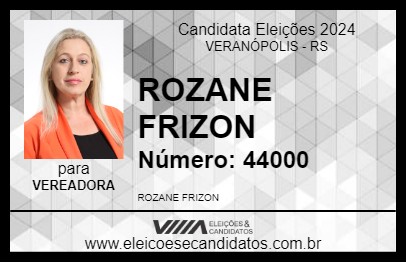 Candidato ROZANE FRIZON 2024 - VERANÓPOLIS - Eleições