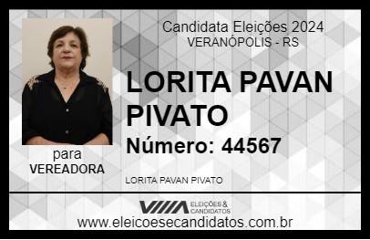 Candidato LORITA PAVAN PIVATO 2024 - VERANÓPOLIS - Eleições