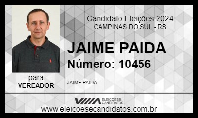 Candidato JAIME PAIDA 2024 - CAMPINAS DO SUL - Eleições