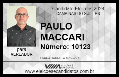 Candidato PAULO MACCARI 2024 - CAMPINAS DO SUL - Eleições