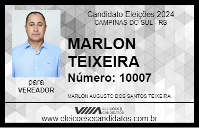 Candidato MARLON TEIXEIRA 2024 - CAMPINAS DO SUL - Eleições