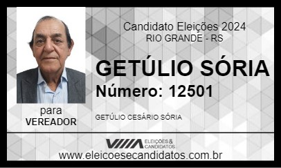 Candidato GETÚLIO SÓRIA 2024 - RIO GRANDE - Eleições