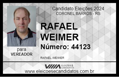 Candidato RAFAEL WEIMER 2024 - CORONEL BARROS - Eleições