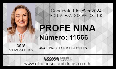 Candidato PROFE NINA 2024 - FORTALEZA DOS VALOS - Eleições