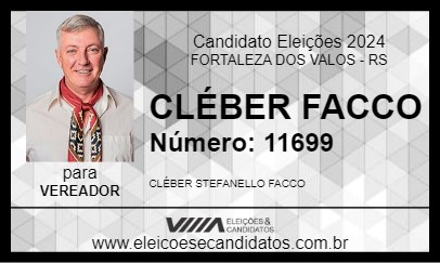 Candidato CLÉBER FACCO 2024 - FORTALEZA DOS VALOS - Eleições