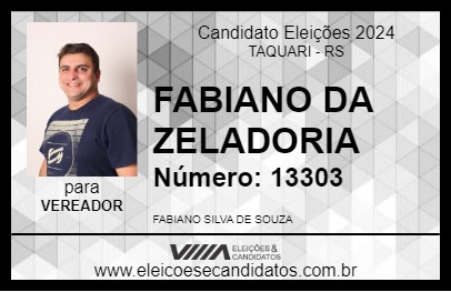 Candidato FABIANO DA ZELADORIA 2024 - TAQUARI - Eleições