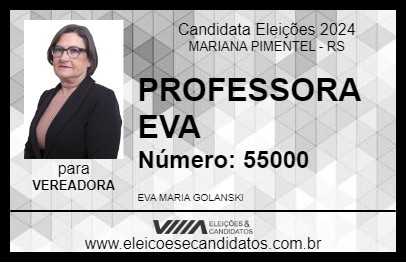 Candidato PROFESSORA EVA 2024 - MARIANA PIMENTEL - Eleições