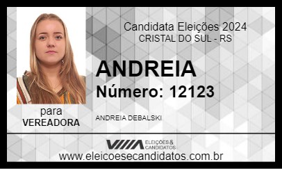 Candidato ANDREIA 2024 - CRISTAL DO SUL - Eleições