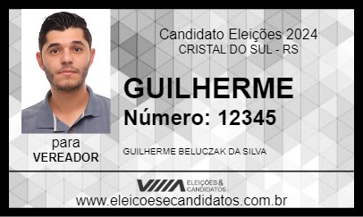 Candidato GUILHERME 2024 - CRISTAL DO SUL - Eleições