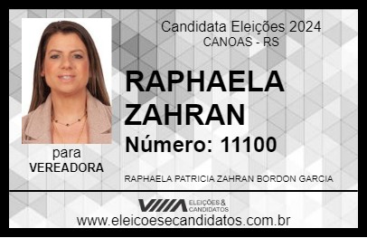 Candidato RAPHAELA  ZAHRAN 2024 - CANOAS - Eleições