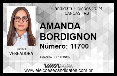 Candidato AMANDA BORDIGNON 2024 - CANOAS - Eleições