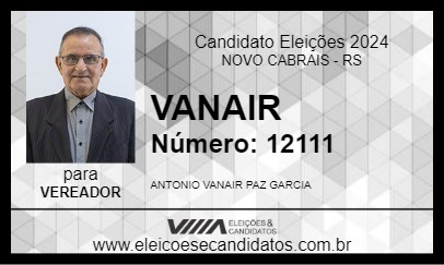 Candidato VANAIR 2024 - NOVO CABRAIS - Eleições