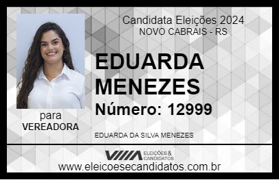 Candidato EDUARDA MENEZES 2024 - NOVO CABRAIS - Eleições