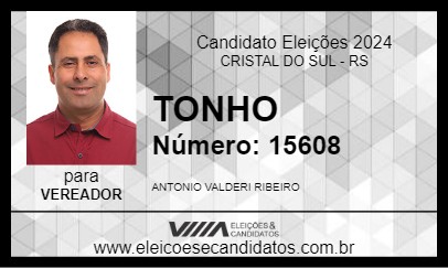 Candidato TONHO 2024 - CRISTAL DO SUL - Eleições