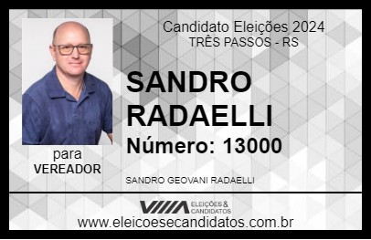 Candidato SANDRO RADAELLI 2024 - TRÊS PASSOS - Eleições