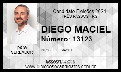 Candidato DIEGO MACIEL 2024 - TRÊS PASSOS - Eleições