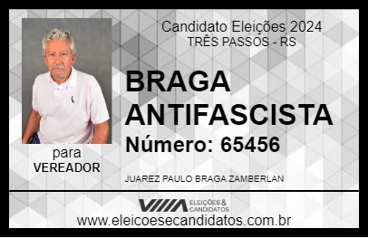 Candidato BRAGA ANTIFASCISTA 2024 - TRÊS PASSOS - Eleições