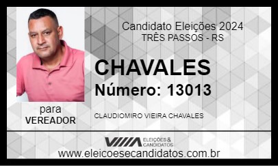 Candidato CHAVALES 2024 - TRÊS PASSOS - Eleições