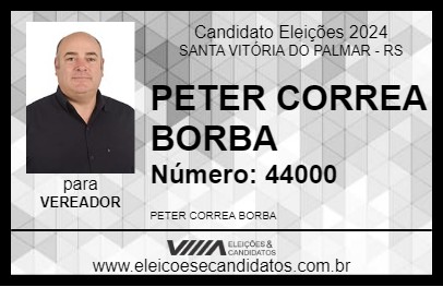 Candidato PETER CORREA BORBA 2024 - SANTA VITÓRIA DO PALMAR - Eleições