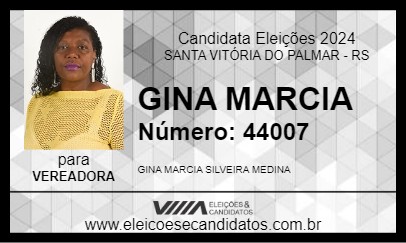 Candidato GINA MARCIA 2024 - SANTA VITÓRIA DO PALMAR - Eleições