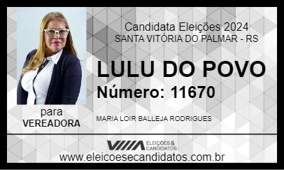 Candidato LULU DO POVO 2024 - SANTA VITÓRIA DO PALMAR - Eleições