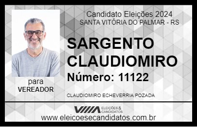 Candidato SARGENTO CLAUDIOMIRO 2024 - SANTA VITÓRIA DO PALMAR - Eleições