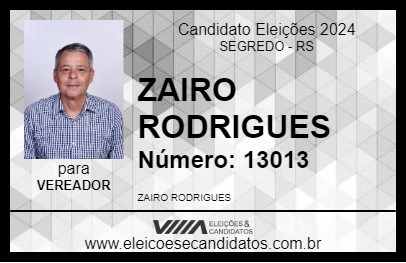 Candidato ZAIRO RODRIGUES 2024 - SEGREDO - Eleições