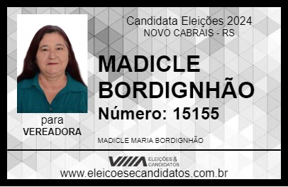 Candidato MADICLE BORDIGNHÃO 2024 - NOVO CABRAIS - Eleições